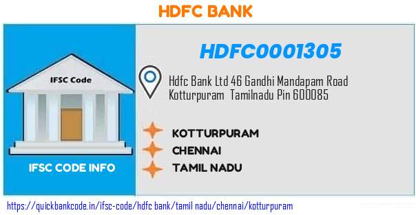 Hdfc Bank Kotturpuram HDFC0001305 IFSC Code