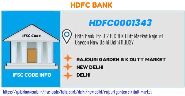 Hdfc Bank Rajouri Garden B K Dutt Market HDFC0001343 IFSC Code