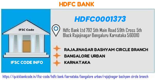 Hdfc Bank Rajajinagar Bashyam Circle Branch HDFC0001373 IFSC Code