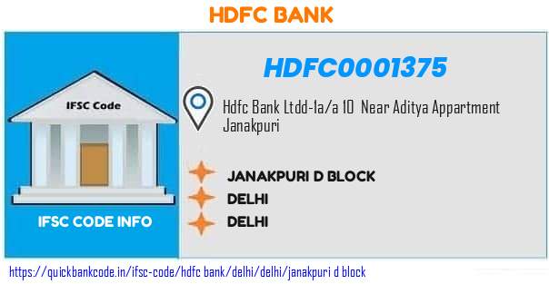 HDFC0001375 HDFC Bank. JANAKPURI D BLOCK