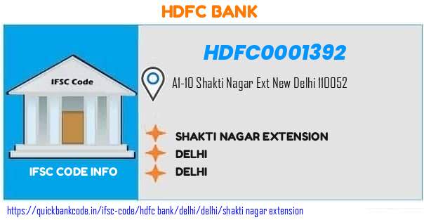 Hdfc Bank Shakti Nagar Extension HDFC0001392 IFSC Code