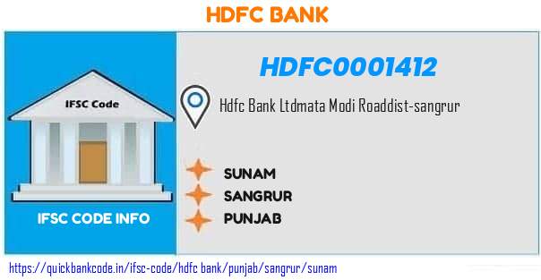 Hdfc Bank Sunam HDFC0001412 IFSC Code