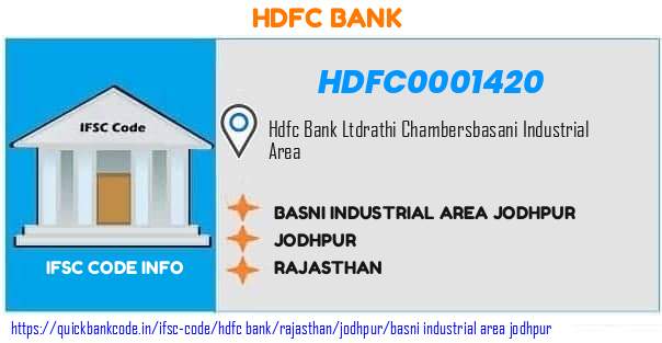 Hdfc Bank Basni Industrial Area Jodhpur HDFC0001420 IFSC Code