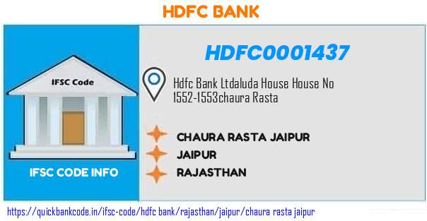 Hdfc Bank Chaura Rasta Jaipur HDFC0001437 IFSC Code