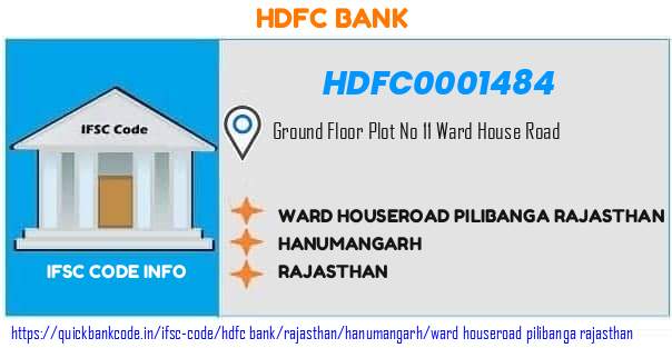 Hdfc Bank Ward Houseroad Pilibanga Rajasthan HDFC0001484 IFSC Code