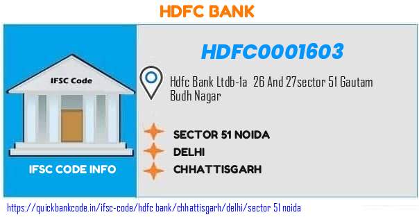 Hdfc Bank Sector 51 Noida HDFC0001603 IFSC Code