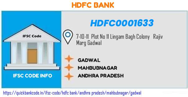 HDFC0001633 HDFC Bank. GADWAL