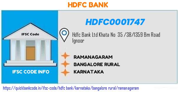 Hdfc Bank Ramanagaram HDFC0001747 IFSC Code