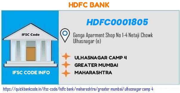 HDFC0001805 HDFC Bank. ULHASNAGAR - CAMP FOUR