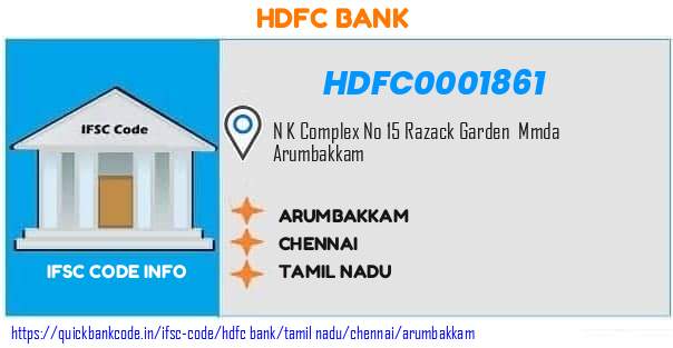 Hdfc Bank Arumbakkam HDFC0001861 IFSC Code