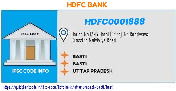 Hdfc Bank Basti HDFC0001888 IFSC Code