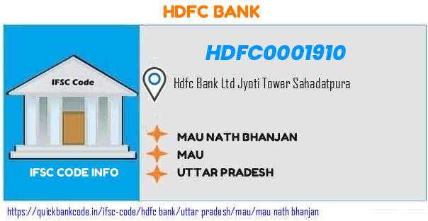 HDFC0001910 HDFC Bank. MAU NATH BHANJAN