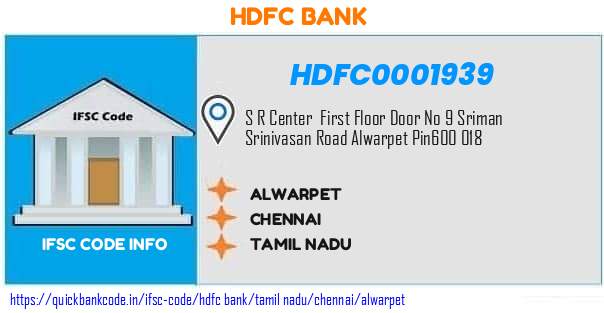 Hdfc Bank Alwarpet HDFC0001939 IFSC Code