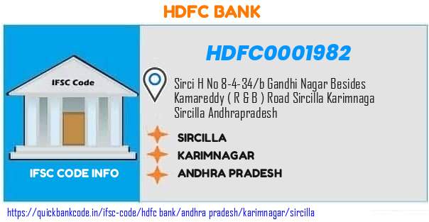 Hdfc Bank Sircilla HDFC0001982 IFSC Code
