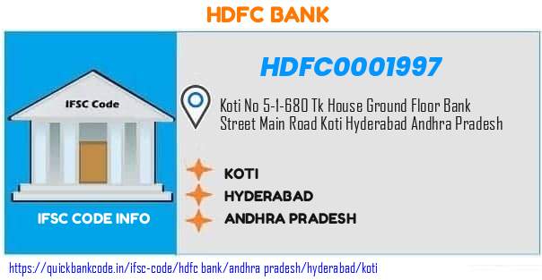 Hdfc Bank Koti HDFC0001997 IFSC Code