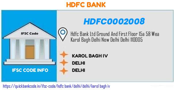 Hdfc Bank Karol Bagh Iv HDFC0002008 IFSC Code