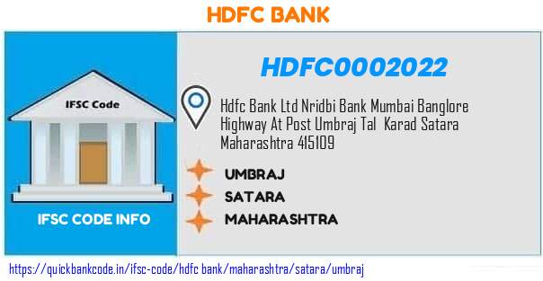 Hdfc Bank Umbraj HDFC0002022 IFSC Code