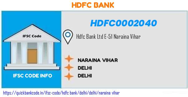 Hdfc Bank Naraina Vihar HDFC0002040 IFSC Code
