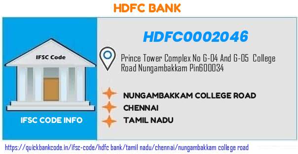 Hdfc Bank Nungambakkam College Road HDFC0002046 IFSC Code