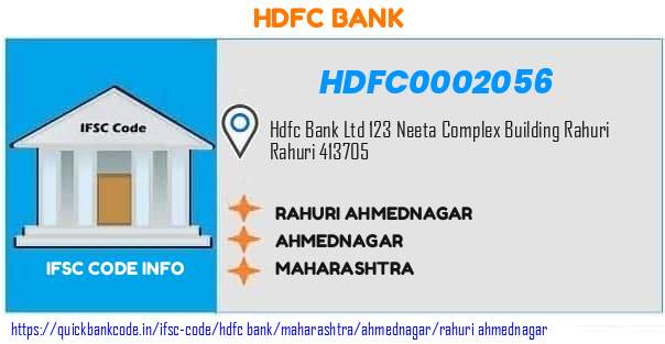 HDFC0002056 HDFC Bank. RAHURI - AHMEDNAGAR