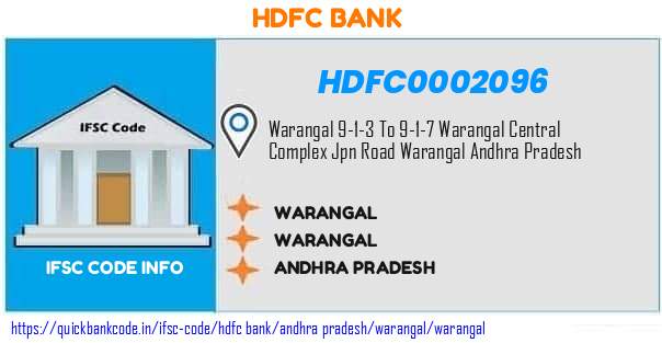 HDFC0002096 HDFC Bank. WARANGAL
