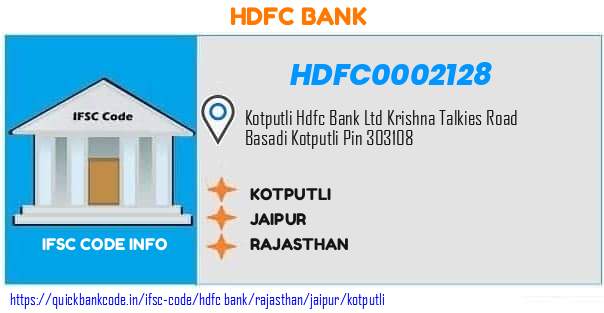 Hdfc Bank Kotputli HDFC0002128 IFSC Code