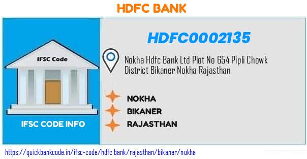 Hdfc Bank Nokha HDFC0002135 IFSC Code