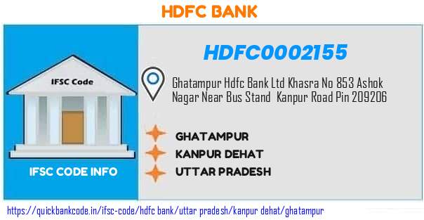 Hdfc Bank Ghatampur HDFC0002155 IFSC Code