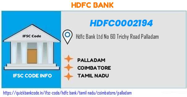 Hdfc Bank Palladam HDFC0002194 IFSC Code