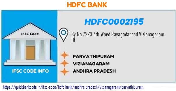 HDFC0002195 HDFC Bank. PARVATHIPURAM