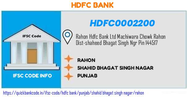 Hdfc Bank Rahon HDFC0002200 IFSC Code