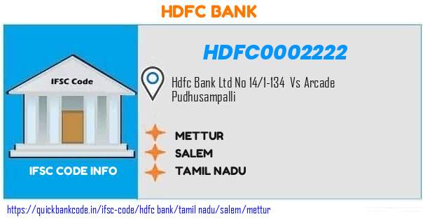Hdfc Bank Mettur HDFC0002222 IFSC Code