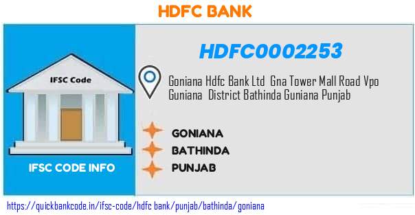 Hdfc Bank Goniana HDFC0002253 IFSC Code