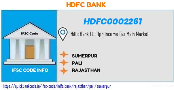 Hdfc Bank Sumerpur HDFC0002261 IFSC Code