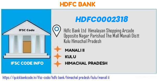 Hdfc Bank Manali Ii HDFC0002318 IFSC Code