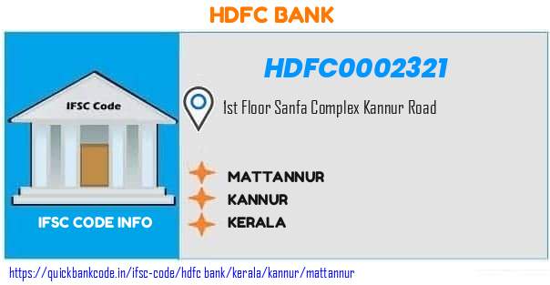 Hdfc Bank Mattannur HDFC0002321 IFSC Code