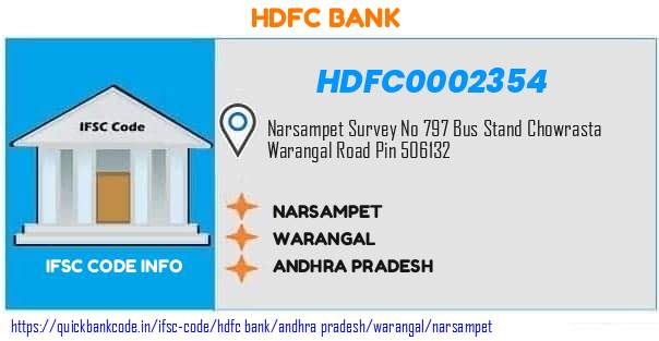 HDFC0002354 HDFC Bank. NARSAMPET