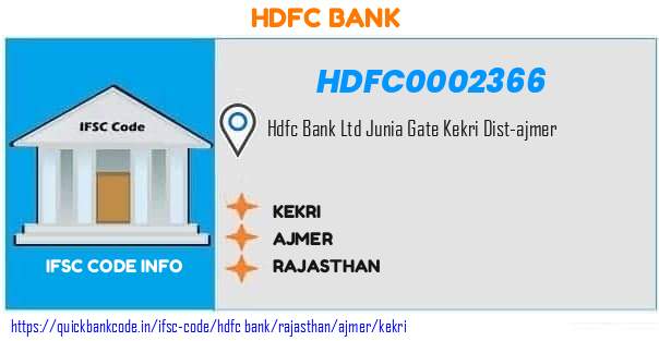 Hdfc Bank Kekri HDFC0002366 IFSC Code