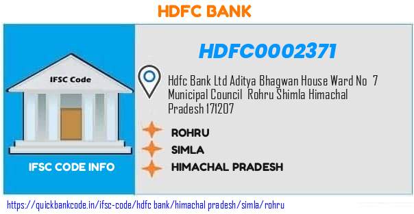 Hdfc Bank Rohru HDFC0002371 IFSC Code
