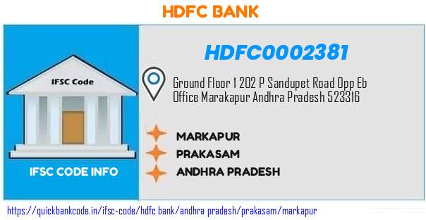 Hdfc Bank Markapur HDFC0002381 IFSC Code