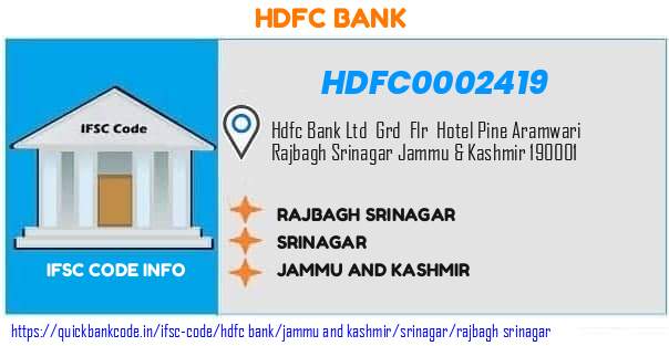 Hdfc Bank Rajbagh Srinagar HDFC0002419 IFSC Code