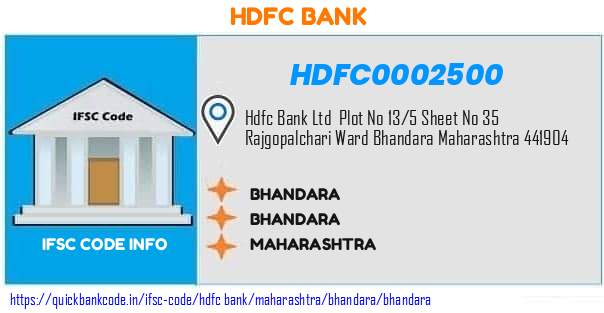 Hdfc Bank Bhandara HDFC0002500 IFSC Code