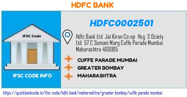 HDFC0002501 HDFC Bank. CUFFE PARADE, MUMBAI