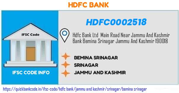 Hdfc Bank Bemina Srinagar HDFC0002518 IFSC Code