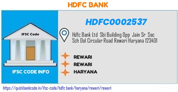 Hdfc Bank Rewari HDFC0002537 IFSC Code