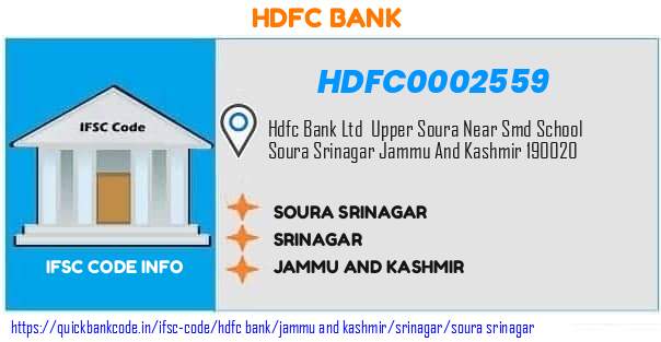 Hdfc Bank Soura Srinagar HDFC0002559 IFSC Code