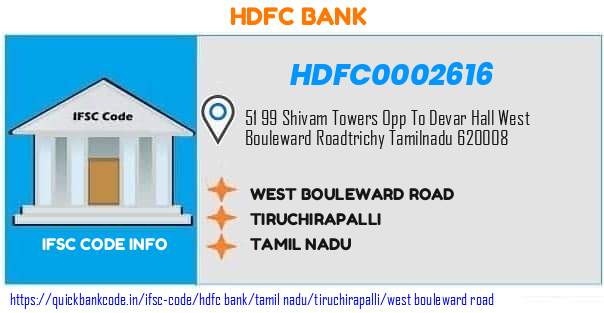 Hdfc Bank West Bouleward Road HDFC0002616 IFSC Code