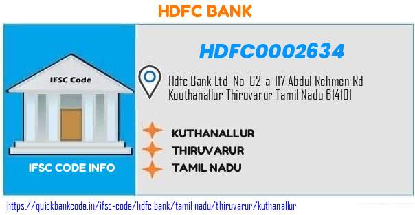 Hdfc Bank Kuthanallur HDFC0002634 IFSC Code