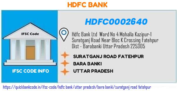 Hdfc Bank Suratganj Road Fatehpur HDFC0002640 IFSC Code
