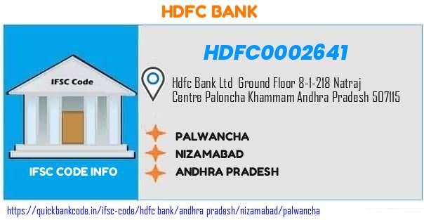 Hdfc Bank Palwancha HDFC0002641 IFSC Code